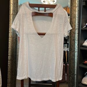 White distressed T shirt oversized size S
